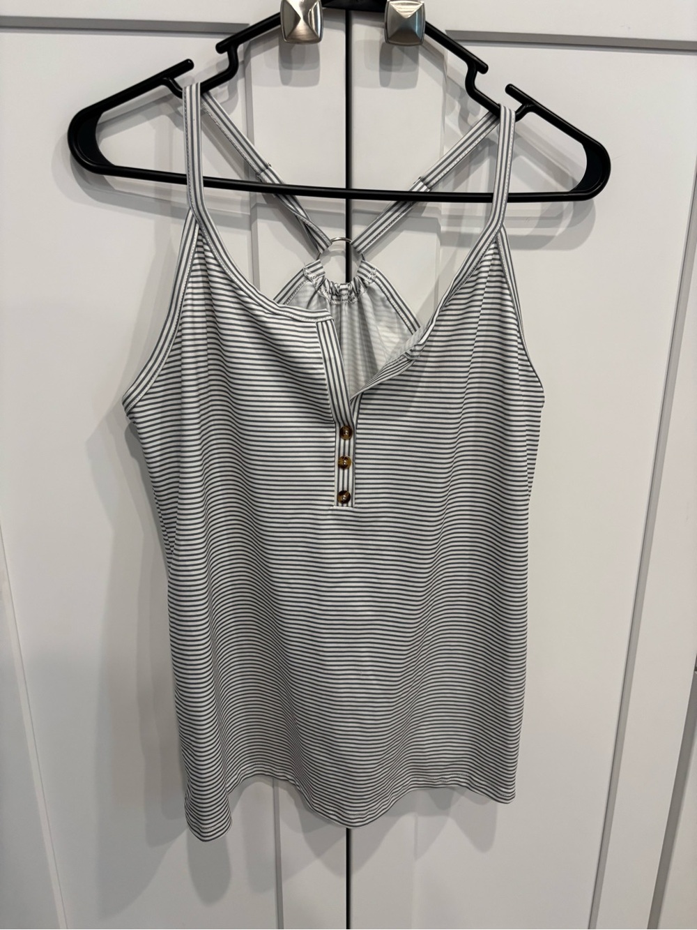 Striped Spaghetti Strap Tank Top - White/Black